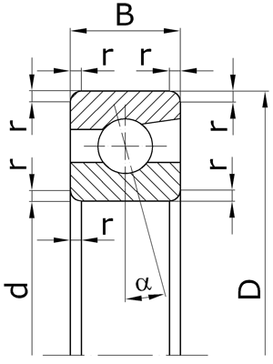 Шариковые радиально-упорные однорядные неразъемные со скосом на наружном кольце с углом контакта α=36º